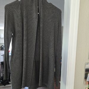 JM Collection Charcoal Open Front Cardigan